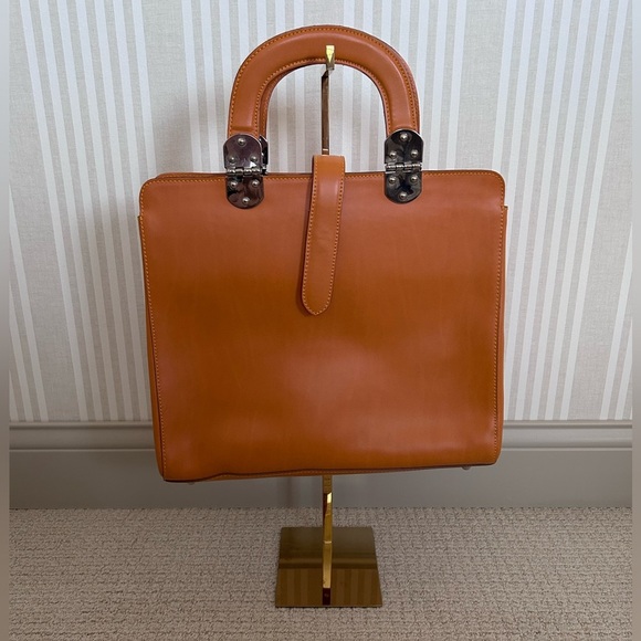 Nardelli Genuine Leather Made in Italy Orange Leather Top Handle Handbag - Picture 1 of 11